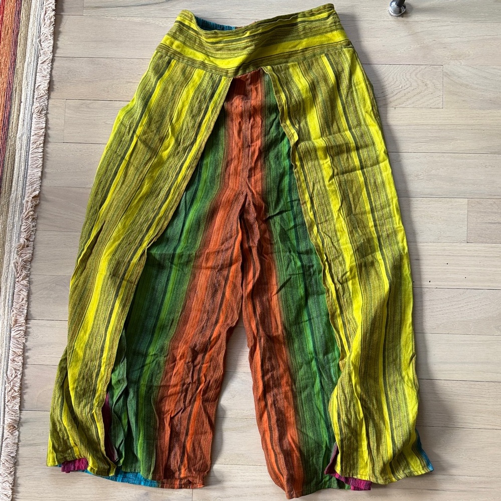 Multicolor Striped Wide-Leg Pants